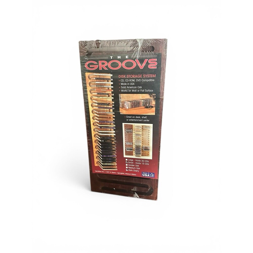 New Vintage The Groove Wood Cd Holding Out Display Dark Cherry. Holds 15